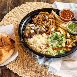 Mother Falafel - The mother f. plate. Enjoy shawarma, falafel and fries (and any salads of course) in the same plate. one of our best seller plates.