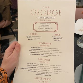 The George - Easter menu - New American Near Me - Seattle, Washington