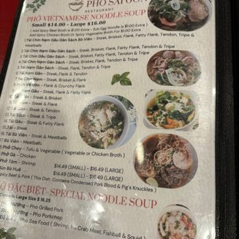 Pho Saigon - Menu as of March 2026 - Vietnamese Near Me - Catonsville, Maryland
