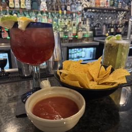 Sangria (mix of white and red), Corona Light with extra lime, and chips and salsa!