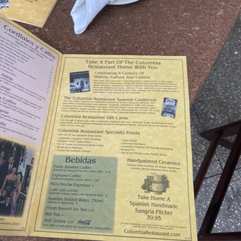 Columbia Restaurant - Menu - Spanish Near Me - Celebration, Florida Columbia Restaurant - Menu - Spanish Near Me - Celebration, Florida