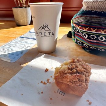 Arête - coffee cake and my latte in their bar area - Cafes Near Me - North Bend, Washington Arête - coffee cake and my latte in their bar area - Cafes Near Me - North Bend, Washington