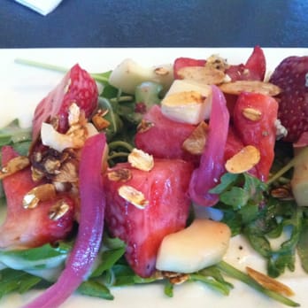 Urban Kitchen - Amazing strawberry cucumbers, Iowa bleu cheese, almond granola, baby arugula and white balsamic vinaigrette !! - New American Near Me - Corolla, North Carolina