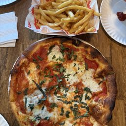 Margherita Pizza and French Fries Margherita Pizza and French Fries
