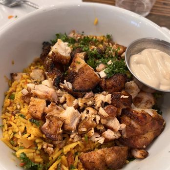 Oren's Hummus - Rice Bowl w/ Chicken Skewer - Mediterranean Near Me - San Francisco, California Oren's Hummus - Rice Bowl w/ Chicken Skewer - Mediterranean Near Me - San Francisco, California