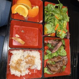 Kids bento box with beef teriyaki