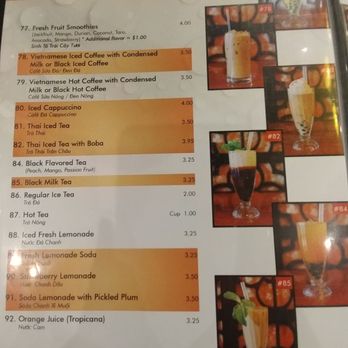 Pho Saigon Pearl - Part of the drink menu. I don't recommend adding boba. - Vietnamese Near Me - Irvine, California