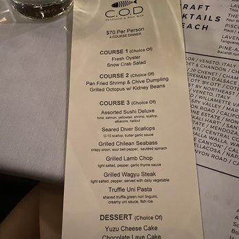 COD Restaurant - Valentine's Day Pre-Fixed Menu 2022 - Seafood Near Me - Los Angeles, California
