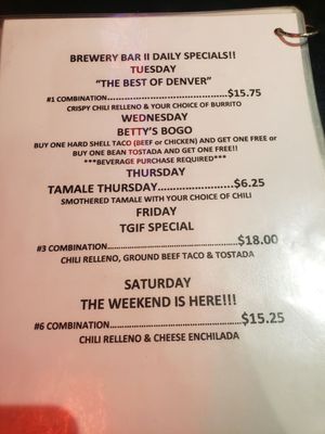 Menu photo 1 Brewery Bar II Denver, CO