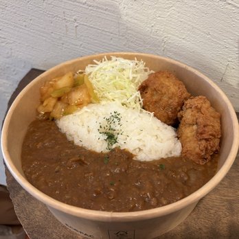 Tsuchi Cafe - 12 spiced "beef" curry and rice with add on of 2 pieces "karaage" - Japanese Near Me - Toronto, Ontario