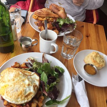 Esencia Urban Kitchen - Chorizo hash (bottom). Chorizo torta (top) - Cafes Near Me - Chicago, Illinois