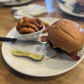 Broken Yolk Cafe - Old reliable burger with added bacon. - Breakfast & Brunch Near Me - Costa Mesa, California