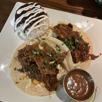 Hula's Modern Tiki - Pork tacos. Plated beautifully, but too sweet :( - Hawaiian Near Me - Phoenix, Arizona