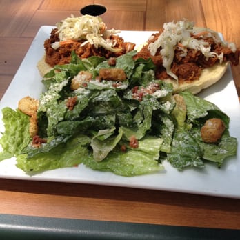 Jake's On Main - BBQ pulled pork sandwich with ceasar salad - Pubs Near Me - Unionville, Ontario