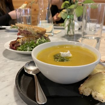Cafe Hitchcock - Butternut squash soup and pastrami - New American Near Me - Bainbridge Island, Washington