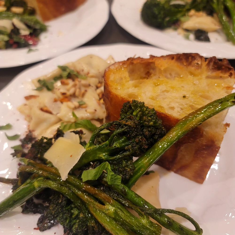 Disco Kitchen - Mushroom Agnoloti Charred rainbow chard foccocia bread - Caterers Near Me