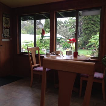 Cafe Ono - Cafe interior looking out onto the garden - Coffee & Tea Near Me - Volcano, Hawaii Cafe Ono - Cafe interior looking out onto the garden - Coffee & Tea Near Me - Volcano, Hawaii