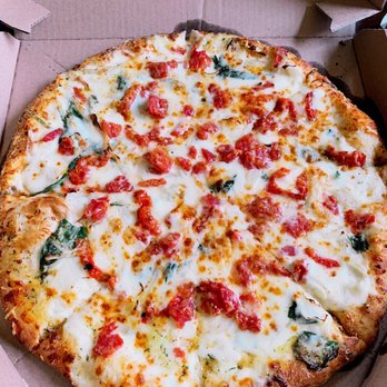 Dominos Pizza - Spin and feta with red pepper and tomato!! - Pizza Near Me - Grand Blanc, Michigan