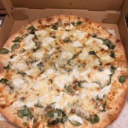 Cucinella's Brick Oven Pizzeria - 18" Bianca with White Spinach and Mushroom Pizza minus the mushrooms
