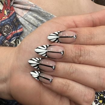 La Jolie Nails And Spa - Katie did this design for me I found on Pinterest The white is textured - Nail Salons Near Me - Tracy, California La Jolie Nails And Spa - Katie did this design for me I found on Pinterest The white is textured - Nail Salons Near Me - Tracy, California