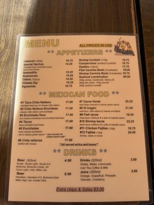 Menu photo 1 Casa del Capitán Puerto Peñasco, SON
