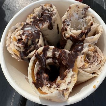 Rolled Mountain Creamery - Samoa with caramel and coconut in those icy rolls - Ice Cream & Frozen Yogurt Near Me - Reno, Nevada Rolled Mountain Creamery - Samoa with caramel and coconut in those icy rolls - Ice Cream & Frozen Yogurt Near Me - Reno, Nevada