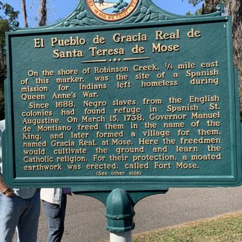 Fort Mose Historic State Park - First part of story sign - Parks Near Me - St. Augustine, Florida Fort Mose Historic State Park - First part of story sign - Parks Near Me - St. Augustine, Florida