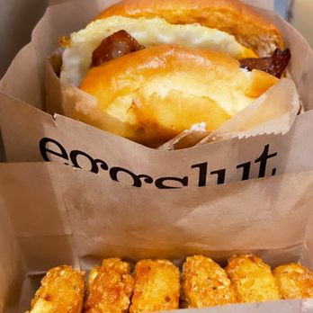 Eggslut - Two Bacon, Egg & Cheese and truffle hash browns - Breakfast & Brunch Near Me - Los Angeles, California