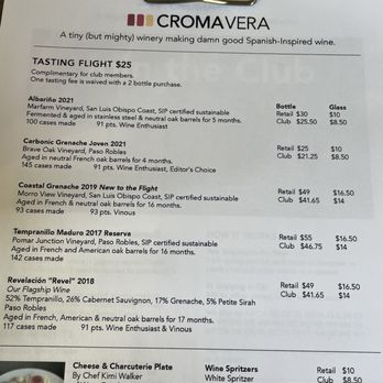 Croma Vera Wines - The 6 tastings - Wine Tasting Room Near Me - San Luis Obispo, California Croma Vera Wines - The 6 tastings - Wine Tasting Room Near Me - San Luis Obispo, California