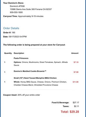 Menu photo 1 Domino's Pizza Fontana, CA Menu photo 1 Domino's Pizza Fontana, CA