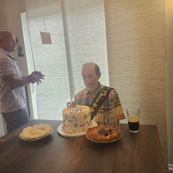 A Cake Occasion - Dad with a huge double layer cake and two pies , plus a beer - Bakeries Near Me - Denver, Colorado A Cake Occasion - Dad with a huge double layer cake and two pies , plus a beer - Bakeries Near Me - Denver, Colorado