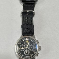 The Watch Remedy - Custom black leather dual-watch band fabricated by Sierra Repaits