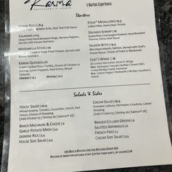 Karma Restaurant & Lounge - Dinner menu 12/20/25