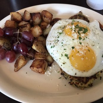 Lucky's Cafe - Seasonal Special - Zucchini Cakes with Ratatouille - Coffee & Tea Near Me - Cleveland, Ohio