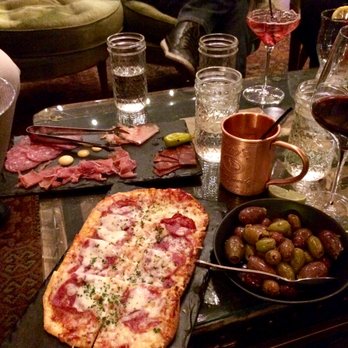 Bigsby's Folly - Italian flatbread, olives, and Salumi board - Wineries Near Me - Denver, Colorado