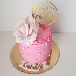 Just Cake It Custom Desserts - Pink & Gold Pearl Cake serves 10-12