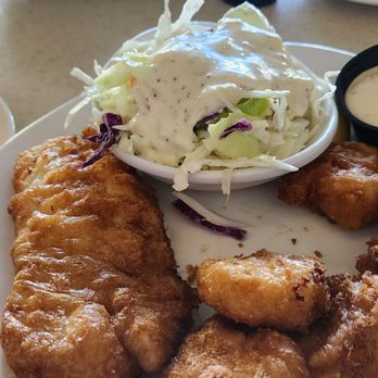Anthony's Fish Grotto - QC (Quick Catches) Fish and Shrimp Combo. Gand-battered fish and shrimp with coleslaw as side. Very delish ! - Seafood Near Me - La Mesa, California