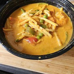 Yummy Thai - Red curry with shrimp. Hot!! But good.