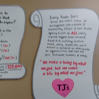 Trader Joe's - All unsold goods are given to those in need it says. - Grocery Near Me - Fremont, California Trader Joe's - All unsold goods are given to those in need it says. - Grocery Near Me - Fremont, California