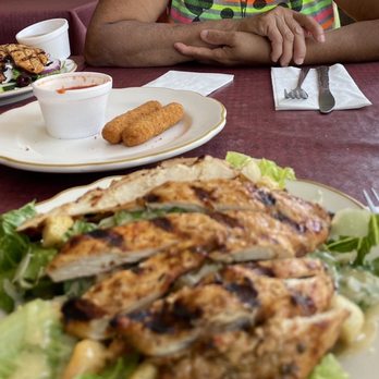 Emilia Romagna Pizza & Restaurante - Small Caesar Salad with grilled chicken, mozzarella sticks and Greek salad with grilled chicken. - Pizza Near Me - Wood Ridge, New Jersey Emilia Romagna Pizza & Restaurante - Small Caesar Salad with grilled chicken, mozzarella sticks and Greek salad with grilled chicken. - Pizza Near Me - Wood Ridge, New Jersey