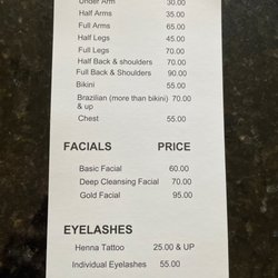 Cleopatra Beauty - Menu options