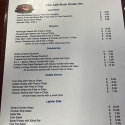 Cow Talk Steak House - Cow Talk Menu 7/2025