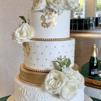 Cakes by Gina - Elegant, white and gold, cake! Beautiful. - Bakeries Near Me - Houston, Texas