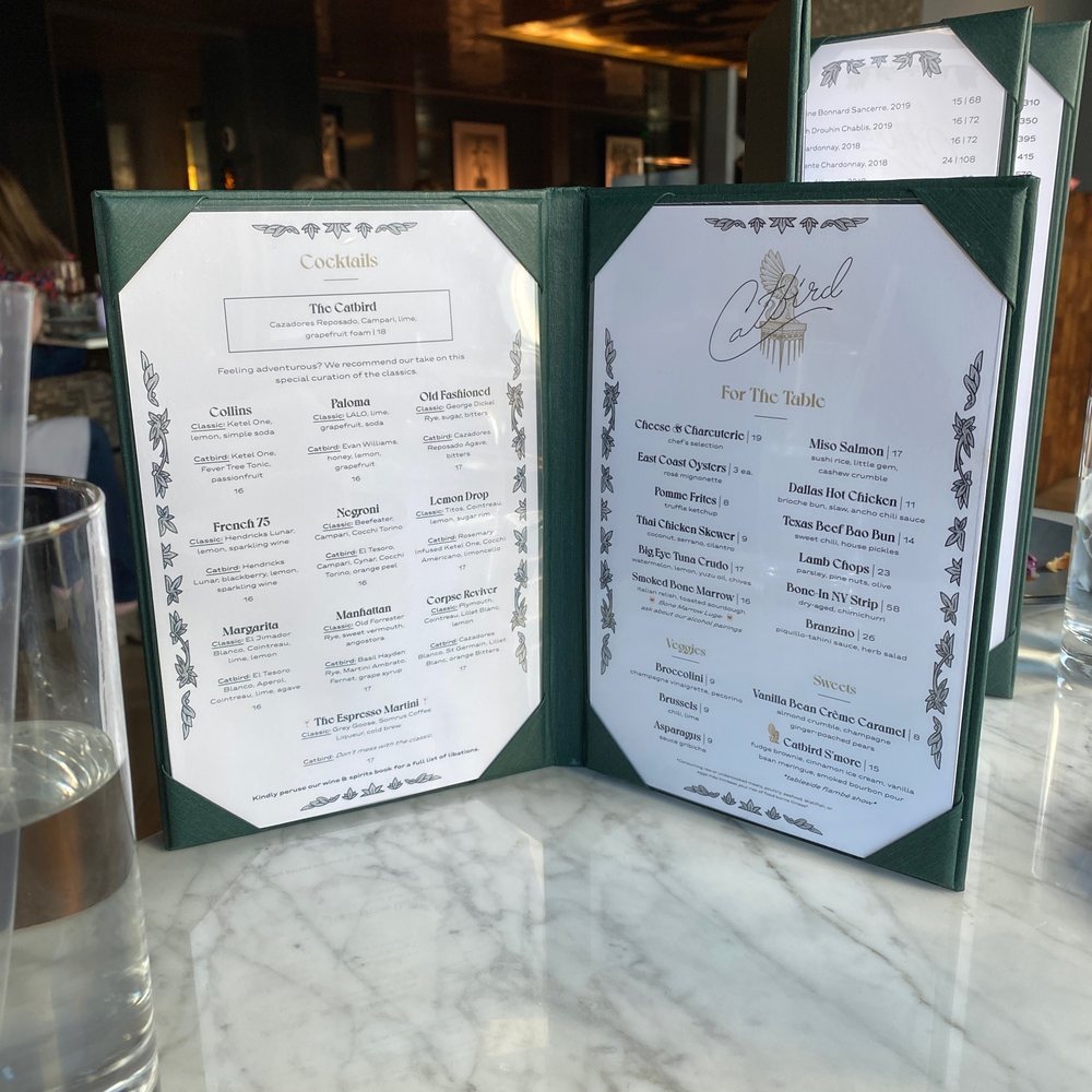 Catbird - Menu - Tapas/Small Plates Near Me - Dallas, Texas