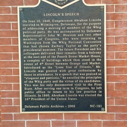 Lincoln's Speech Historical Marker - Lincoln's Speech Historical Marker in Wilmington
