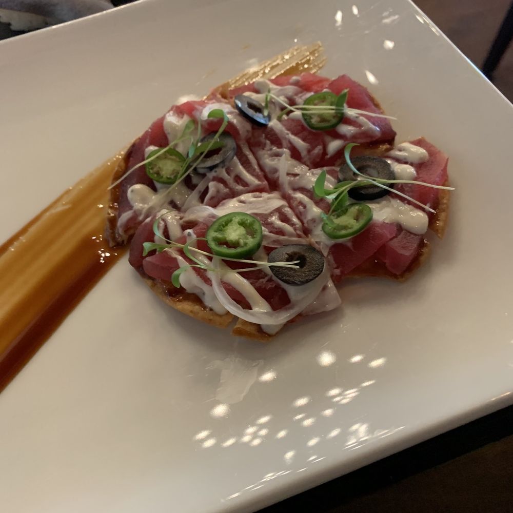 Edoko Omakase - Tuna pizza- the tuna was delicious but the pizza was just ok - Sushi Bars Near Me - Irving, Texas