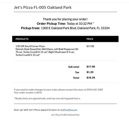 Menu photo 5 Jet's Pizza Oakland Park, FL