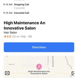 High Maintenance Salon - Phone log