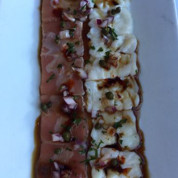 Restaurante Coral & Marina - Seafood Carpaccio with tuna and scallop. It is delicate, delicious and the flavors meld wonderfully! - Seafood Near Me - Ensenada, BCN Restaurante Coral & Marina - Seafood Carpaccio with tuna and scallop. It is delicate, delicious and the flavors meld wonderfully! - Seafood Near Me - Ensenada, BCN