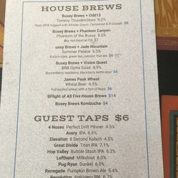 Busey Brews - Current beer menu - Brewpubs Near Me - Nederland, Colorado Busey Brews - Current beer menu - Brewpubs Near Me - Nederland, Colorado